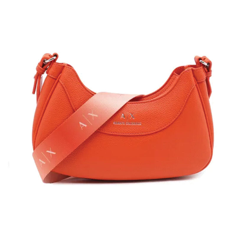 Armani Exchange debossed-logo leather shoulder bag Orange