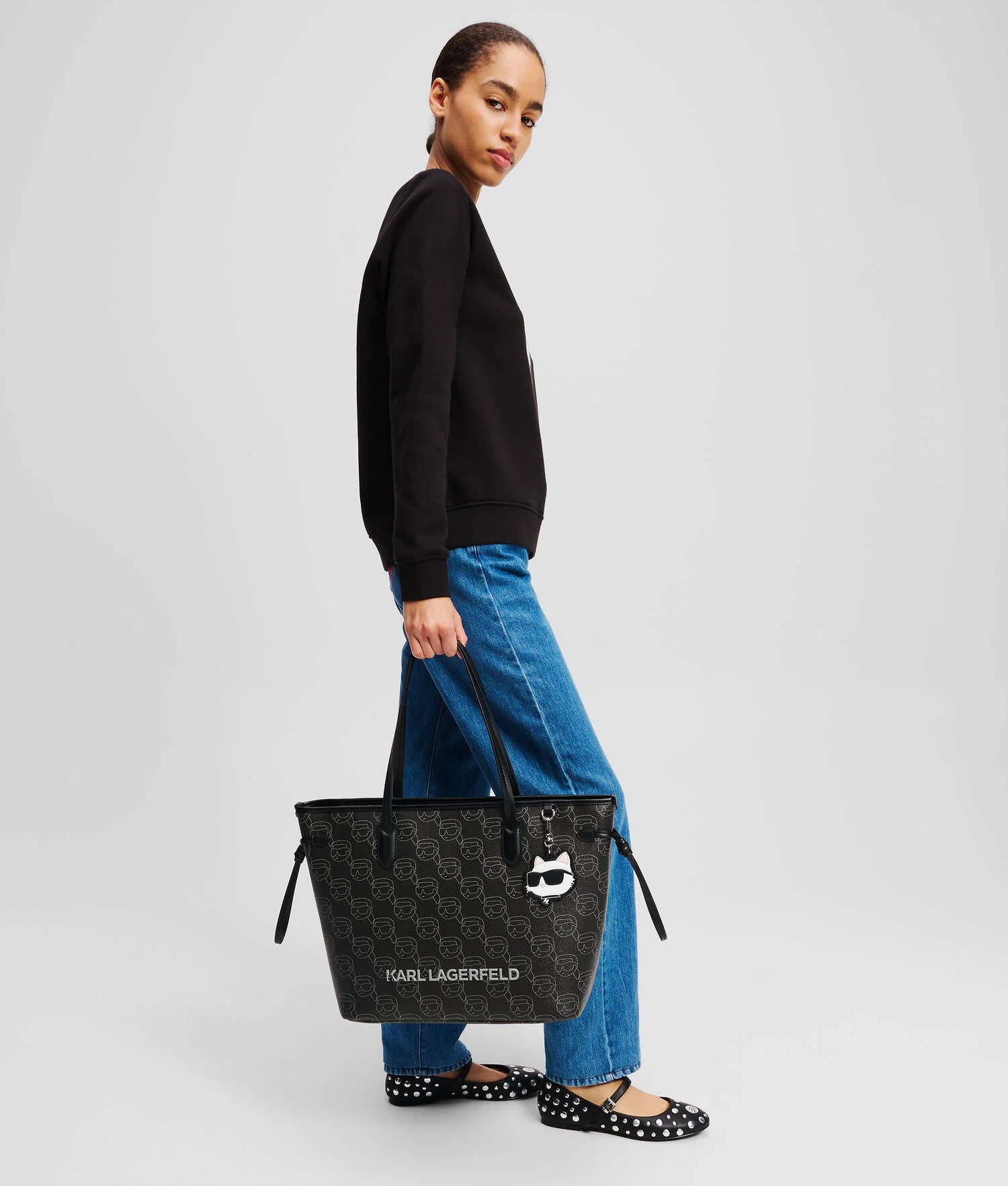 KARL LAGERFELD IKON MONOGRAM LARGE TOTE BAG