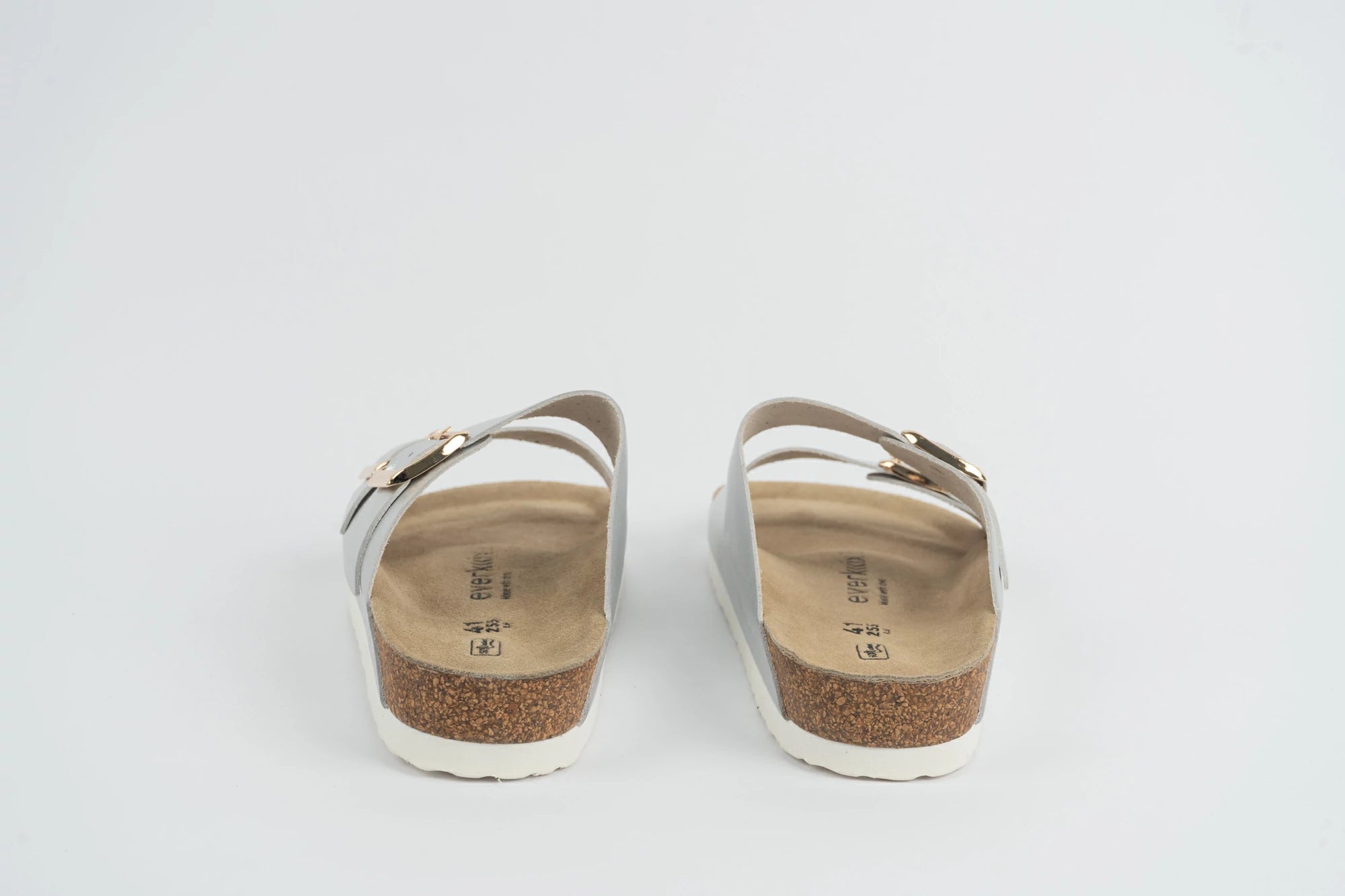 Everkix Arizona Soft Footbed Double Strap Sandal - SILVER