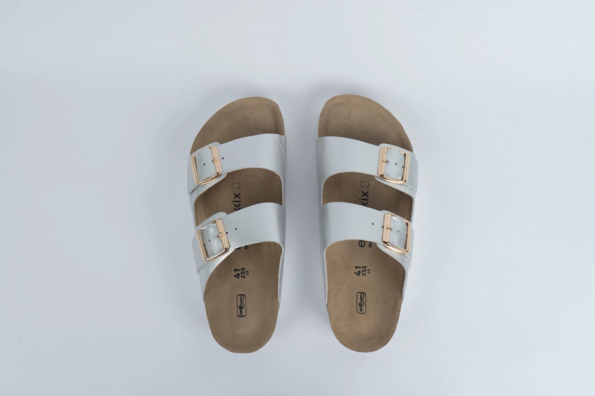 Everkix Arizona Soft Footbed Double Strap Sandal - SILVER