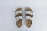 Everkix Arizona Soft Footbed Double Strap Sandal - SILVER