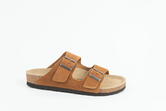Everkix Arizona Soft Footbed Double Strap Sandal - CAMEL