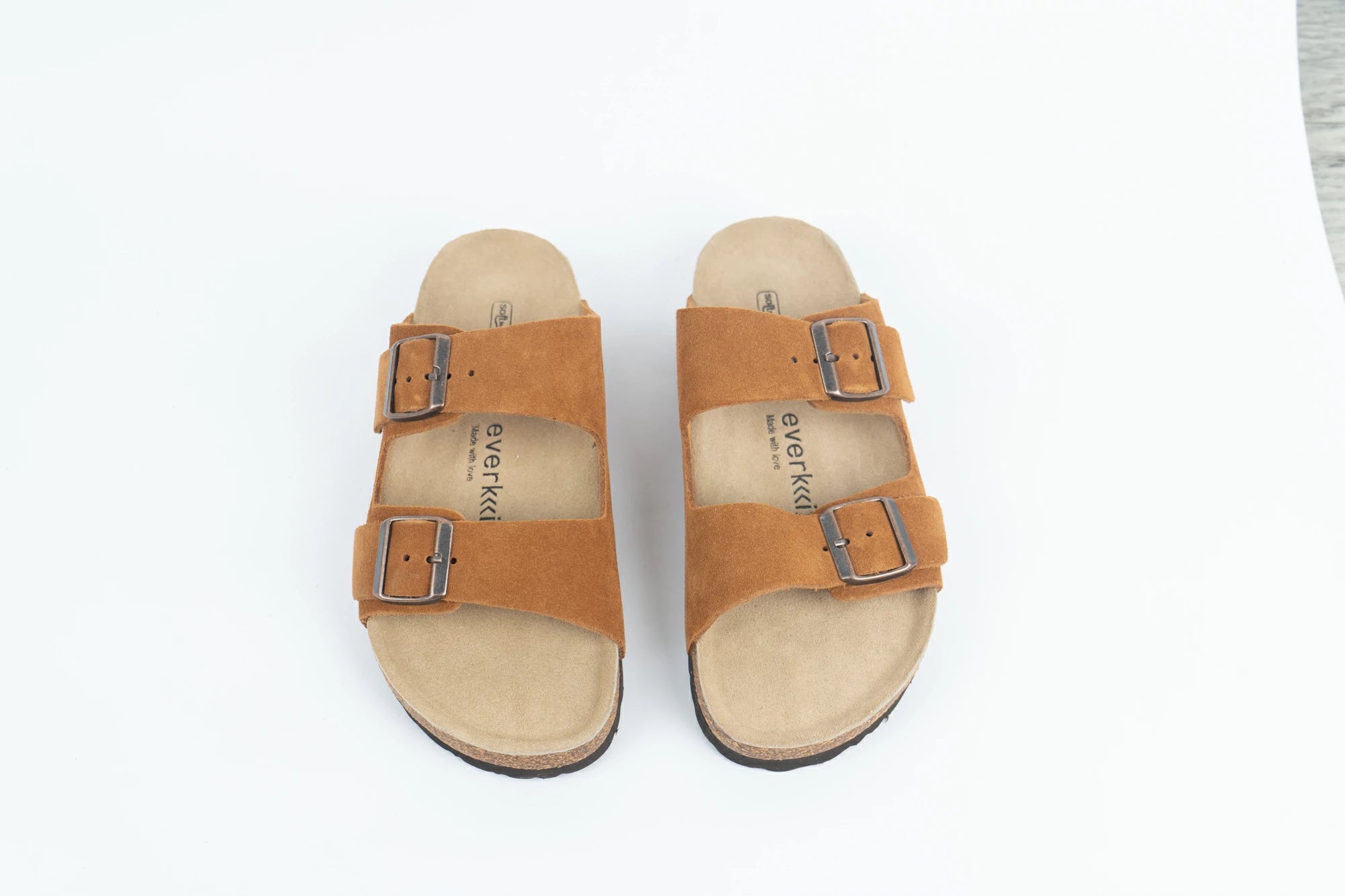 Everkix Arizona Soft Footbed Double Strap Sandal - CAMEL