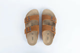 Everkix Arizona Soft Footbed Double Strap Sandal - CAMEL