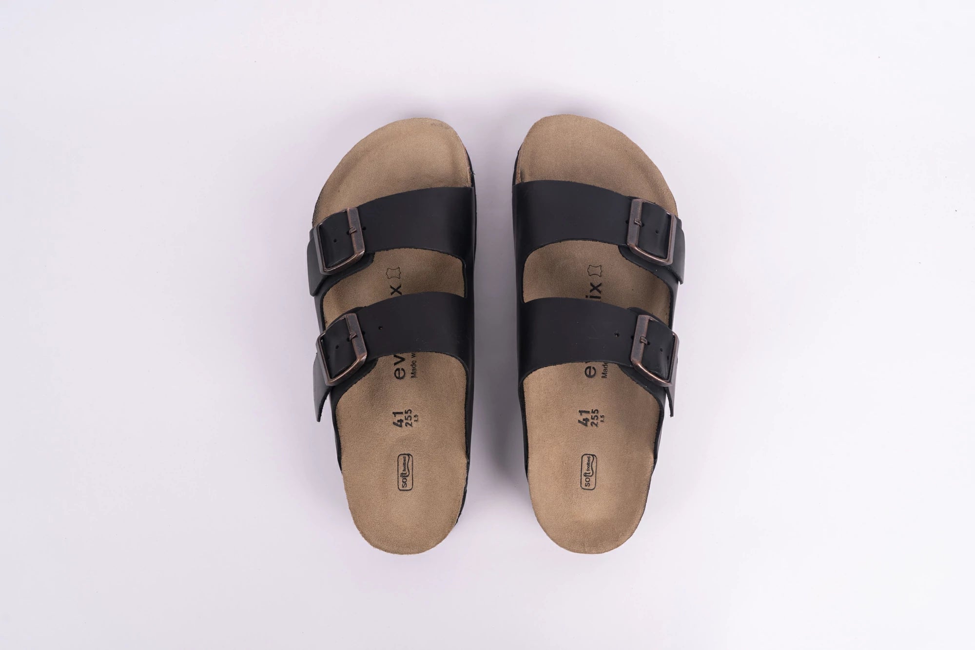 Everkix Arizona Soft Footbed Double Strap Sandal UNISEX - BLACK