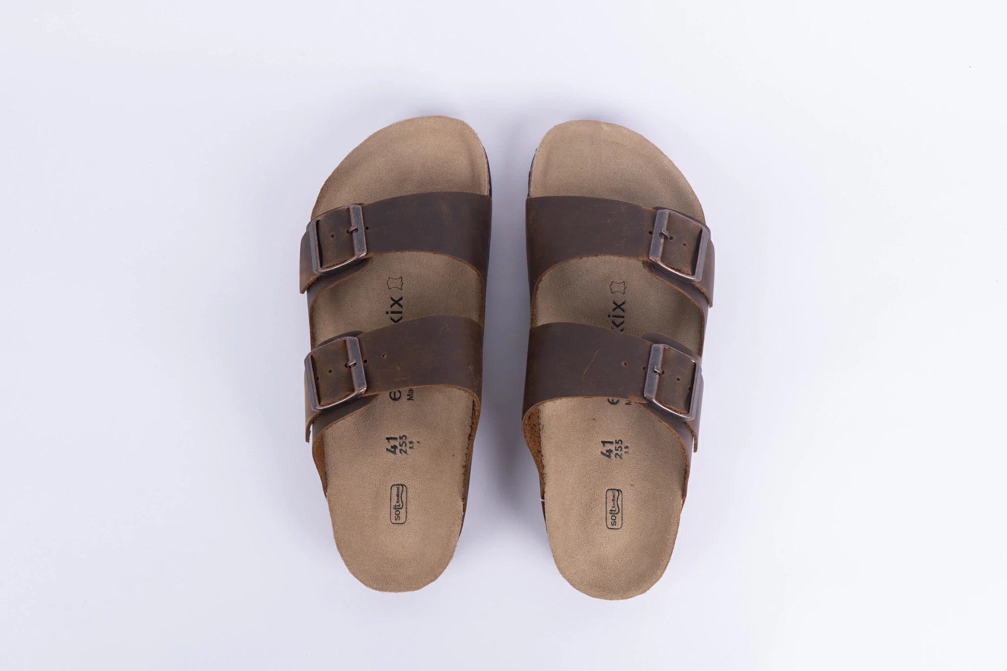 Everkix Arizona Soft Footbed Double Strap Sandal - Dark Brown