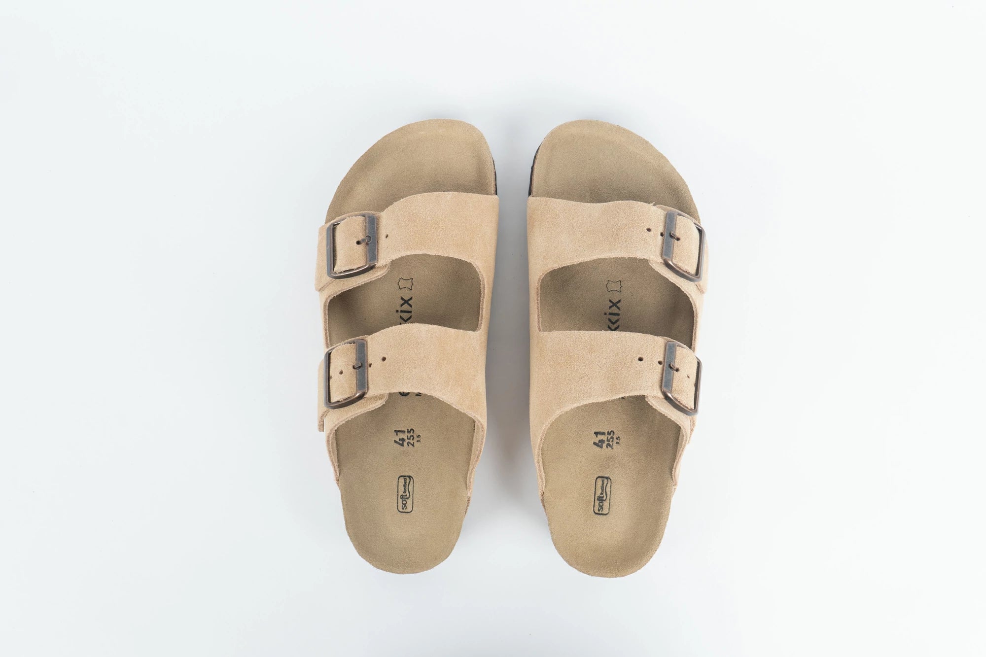 Everkix Arizona Soft Footbed Double Strap Sandal - TAUPE