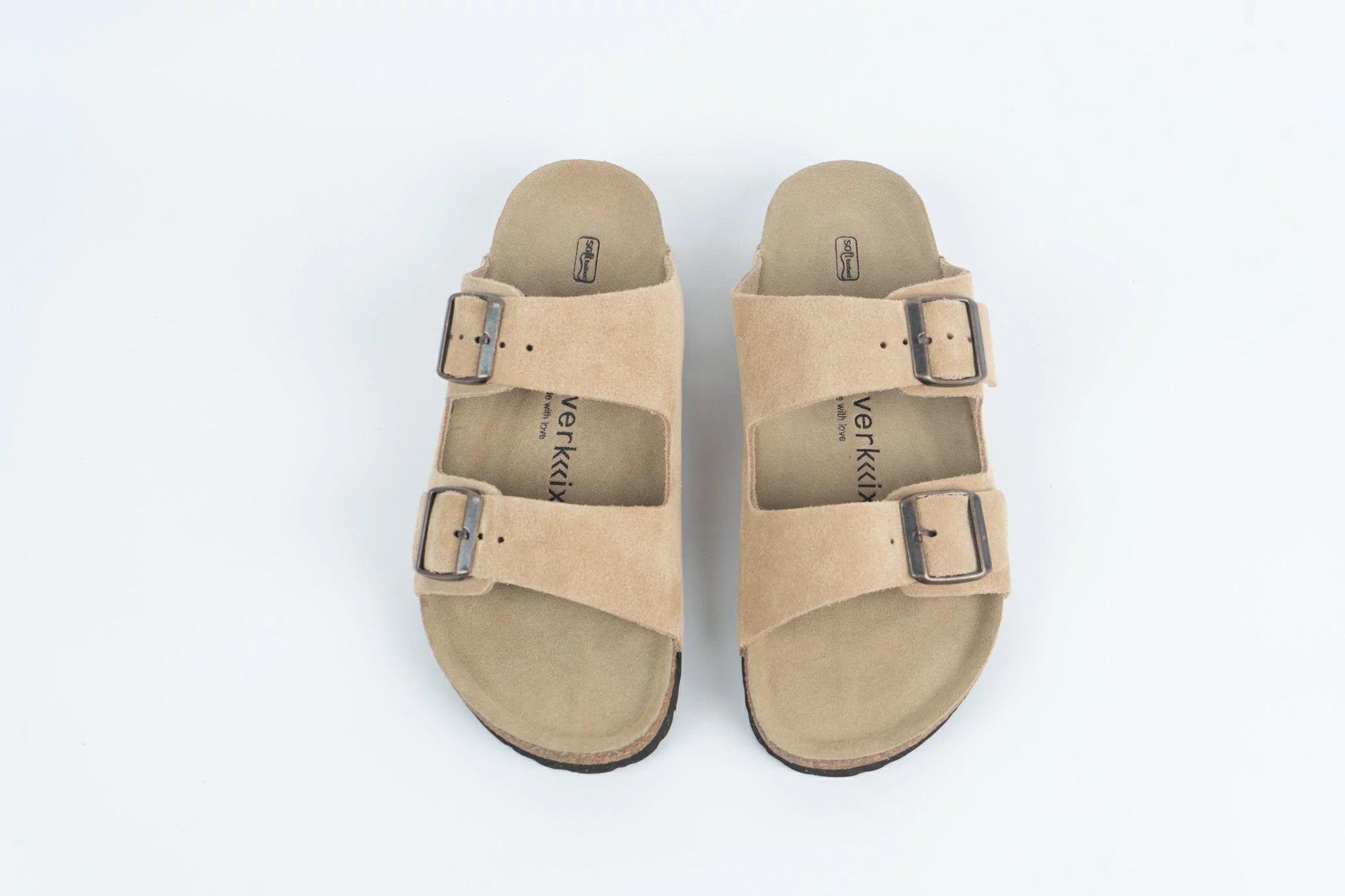 Everkix Arizona Soft Footbed Double Strap Sandal - TAUPE