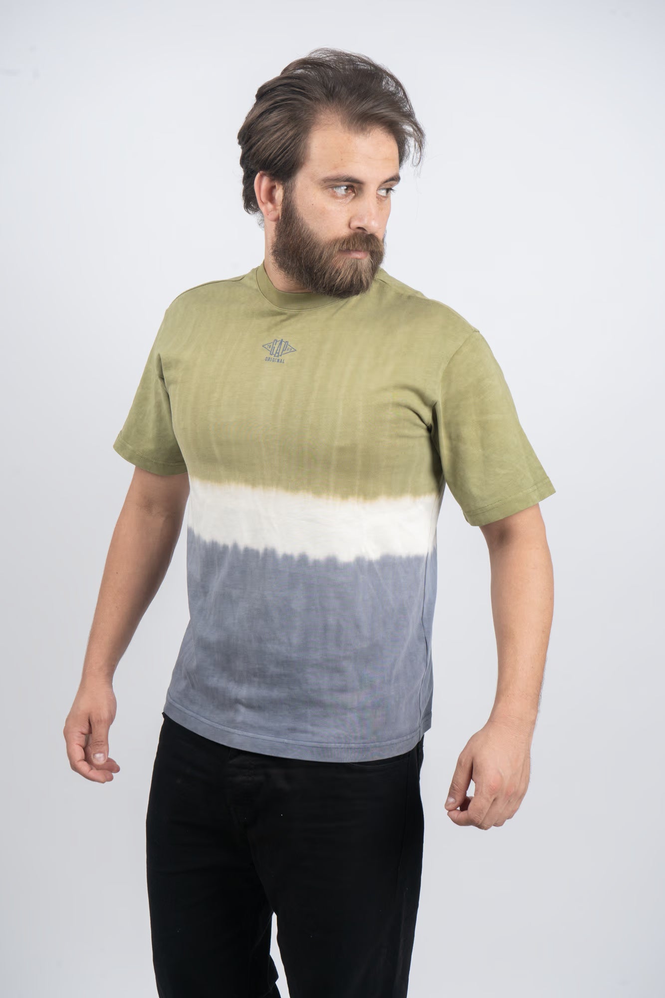 GAP Men’s Olive & Grey Gradient Tie-Dye Original Tee
