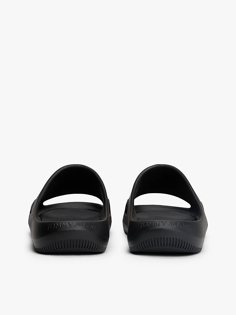 TOMMY HILFIGER Cutout Embossed Pool Slides-BLK