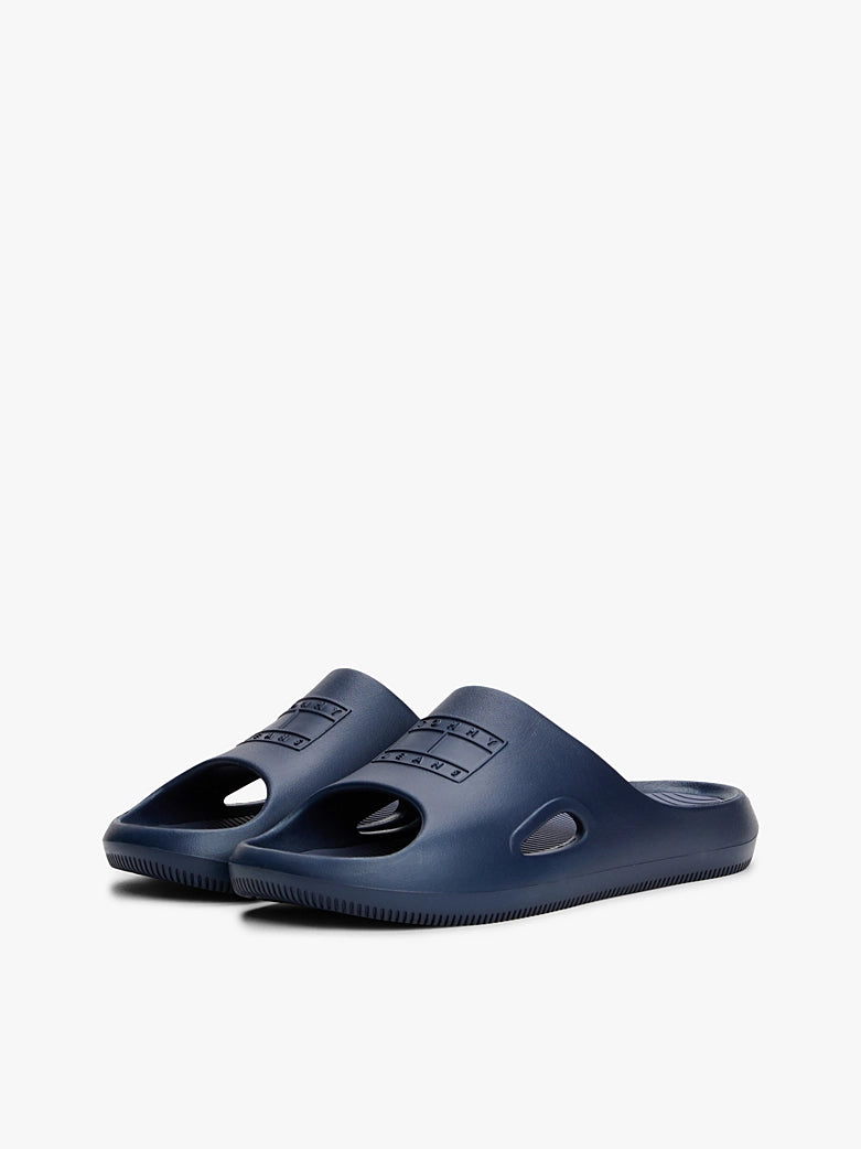 TOMMY HILFIGER Cutout Embossed Pool Slides-NAV