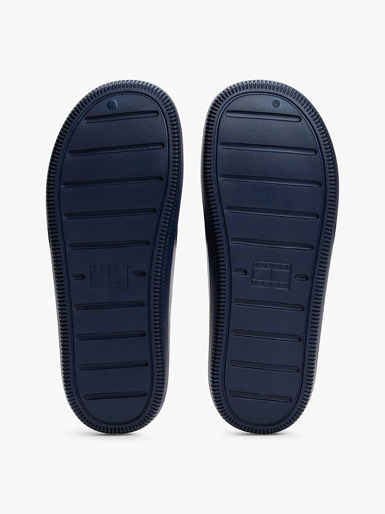 TOMMY HILFIGER Cutout Embossed Pool Slides-NAV