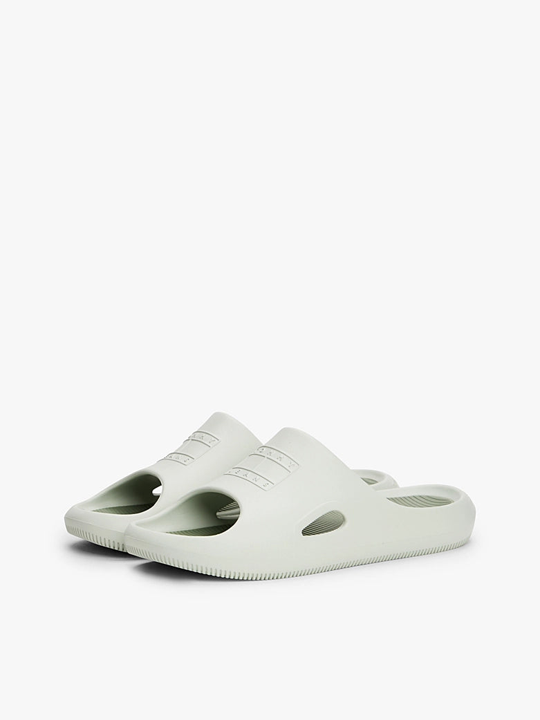 TOMMY HILFIGER Cutout Embossed Pool Slides-misty sage