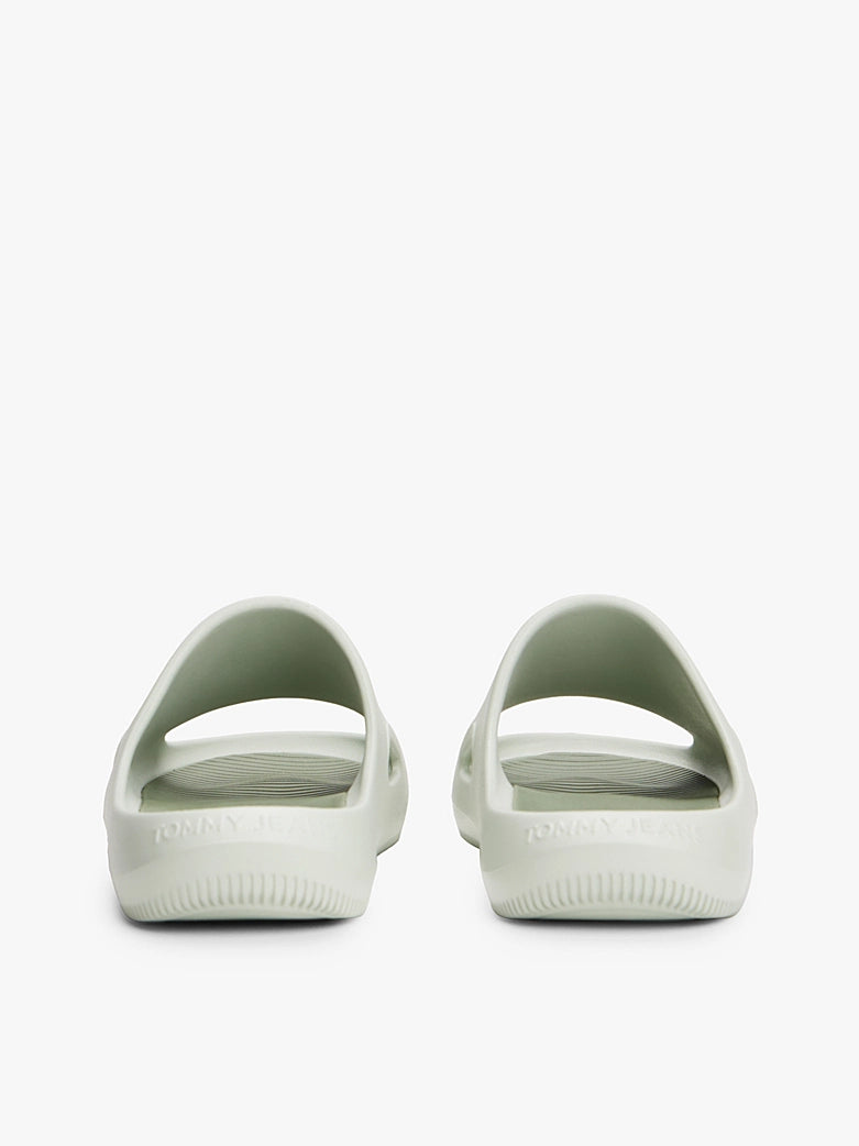TOMMY HILFIGER Cutout Embossed Pool Slides-misty sage