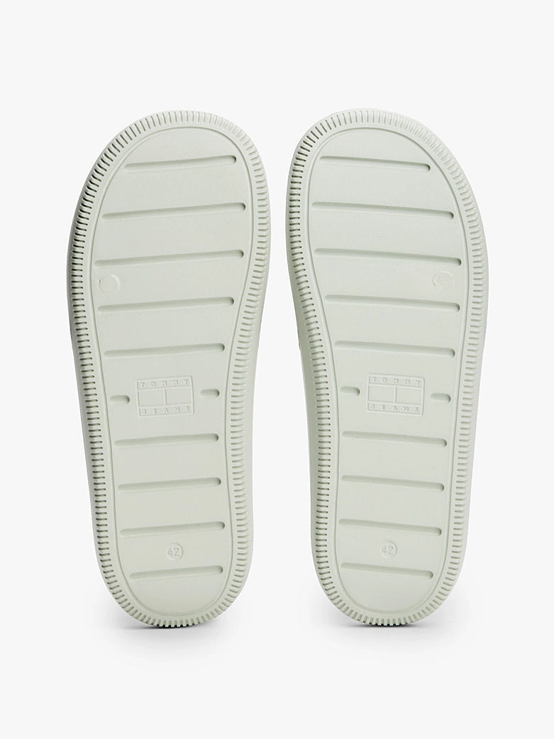 TOMMY HILFIGER Cutout Embossed Pool Slides-misty sage