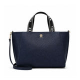 Tommy Hilfiger leather SPACIOUS LOGO STRAP TOTE-Navy
