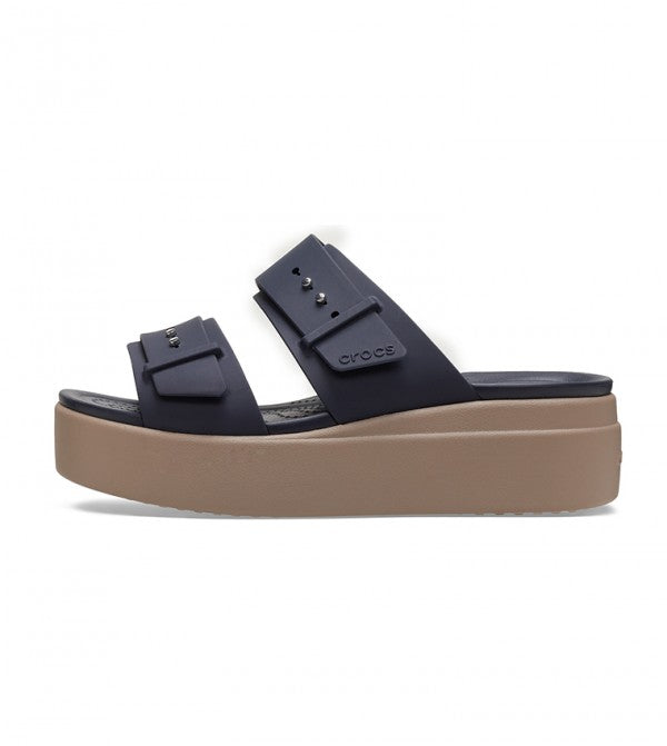 Crocs Women's Brooklyn Sandal Low Wedge-NAVY