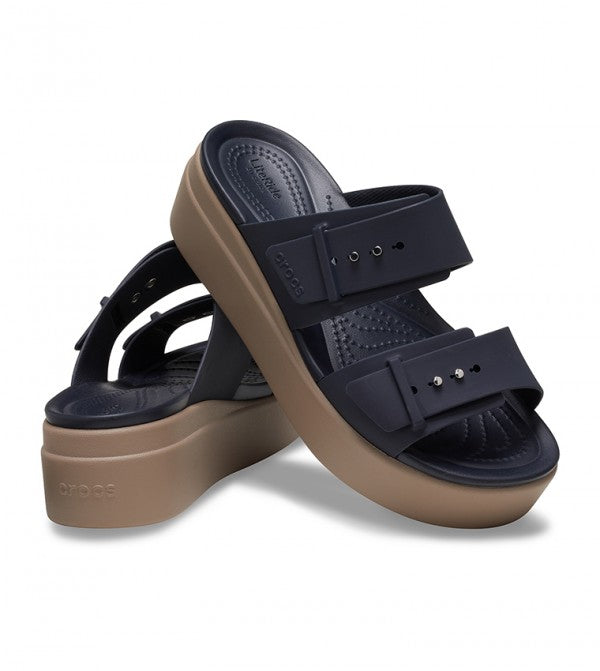 Crocs Women's Brooklyn Sandal Low Wedge-NAVY