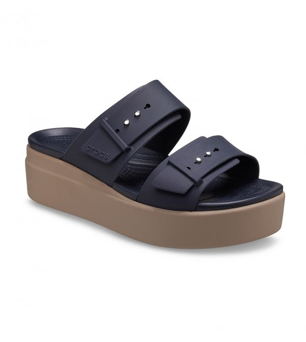 Crocs Women's Brooklyn Sandal Low Wedge-NAVY