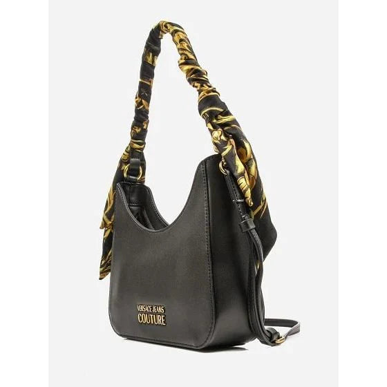 VERSACE SHOULDER BAG WITH DECORATIVE SCARF-BLK