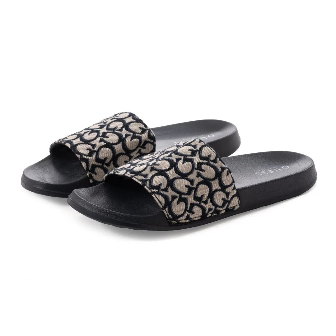 GUESS Allow Monogram Logo Pool Slides Women - BLK
