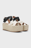 BOSS Platform-sole espadrilles with leather and canvas straps