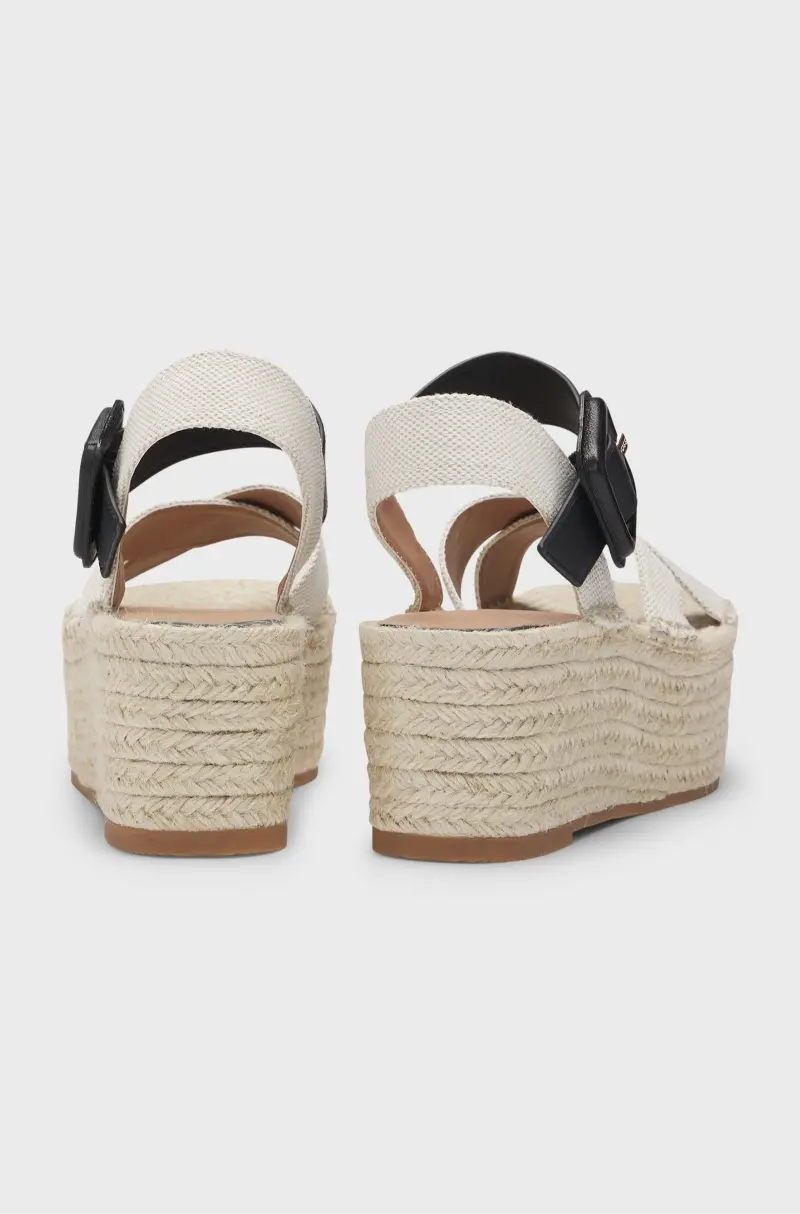 BOSS Platform-sole espadrilles with leather and canvas straps