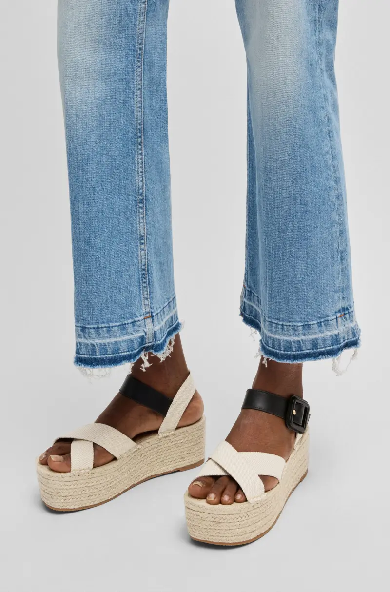 BOSS Platform-sole espadrilles with leather and canvas straps