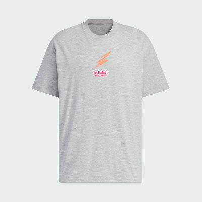 Adidas short-sleeved men's and women's lightning LOGO printed basketball casual loose round neck T-shirt JC6790