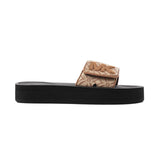Michael Kors Logo Pattern Wedge Slides Women - BLKGLD