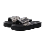 Michael Kors Logo Pattern Wedge Slides Women - BLKSLV