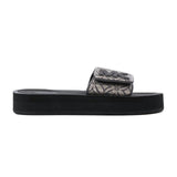 Michael Kors Logo Pattern Wedge Slides Women - BLKSLV