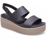 Crocs Brooklyn Low Wedge Sandals- Black/Mushroom