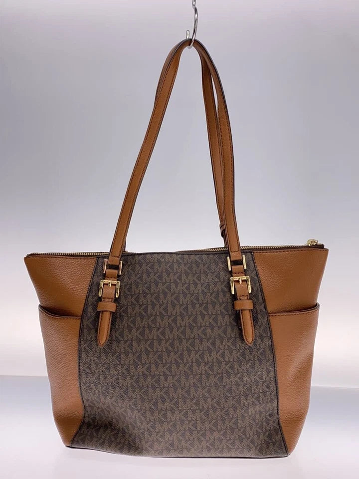 Michael Kors Tote Bag Brown Signature Large Top Zip Tote