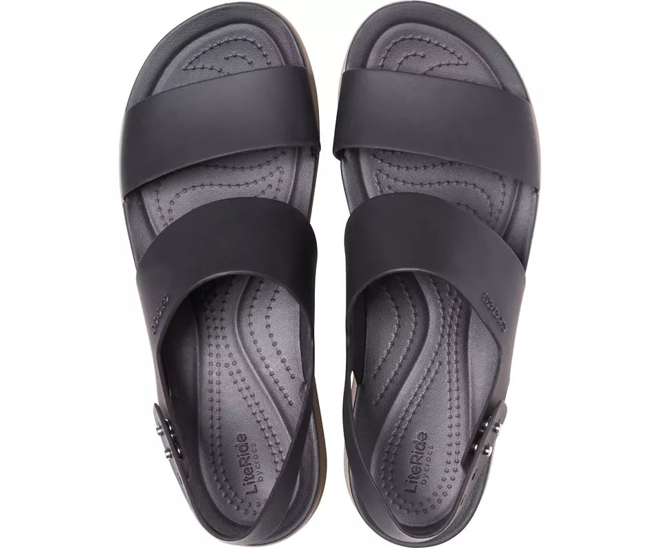 Crocs Brooklyn Low Wedge Sandals- Black/Mushroom