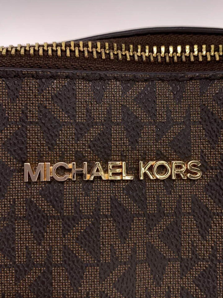 Michael Kors Tote Bag Brown Signature Large Top Zip Tote