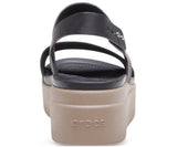 Crocs Brooklyn Low Wedge Sandals- Black/Mushroom