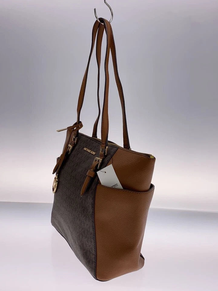 Michael Kors Tote Bag Brown Signature Large Top Zip Tote