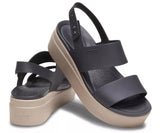 Crocs Brooklyn Low Wedge Sandals- Black/Mushroom