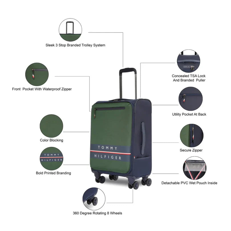 Tommy Hilfiger Lewiston 3-Piece Soft Luggage Set - GREEN