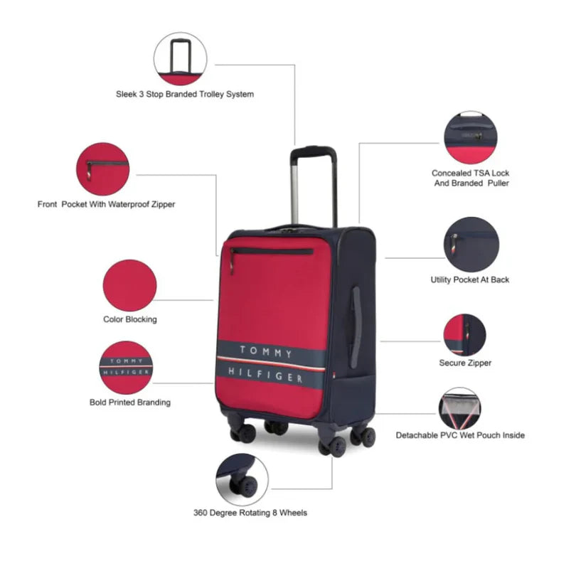 Tommy Hilfiger Lewiston 3-Piece Soft Luggage Set - RED