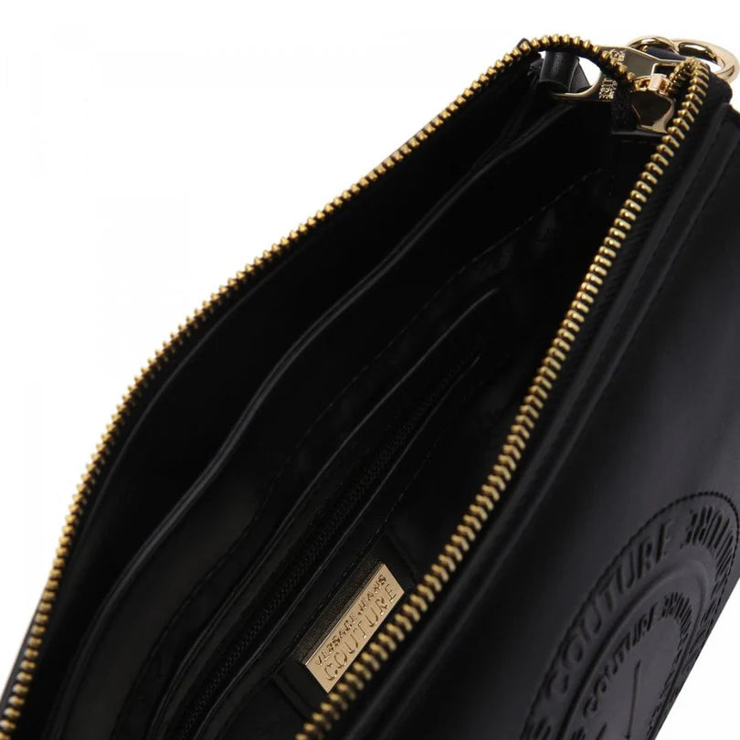 VERSACE JEANS COUTURE Medallion Embossed Shoulder Bag-BLK