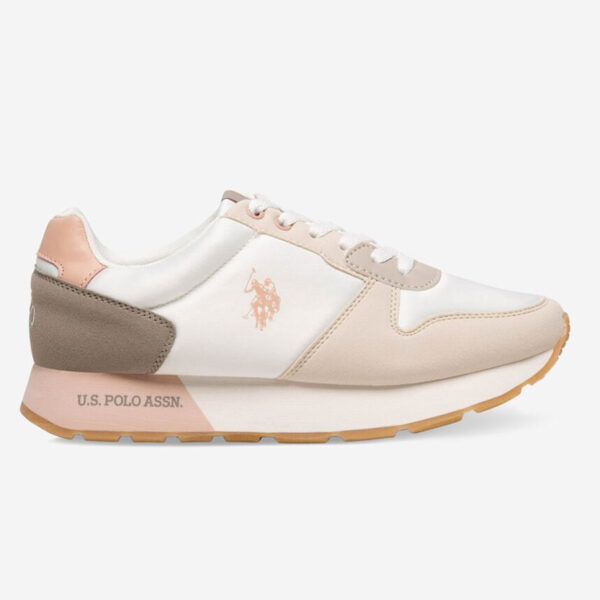 US POLO Scarpe Donna Trainers Kitty002A in Ecopelle/Tessuto White/Beige