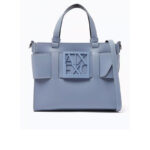 Armani Exchange Medium Susy Tote Bag in Faux Leather Blue