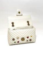 Pinko Mini Love Brooches Quilted Bag in Leather-WHT - Image 2
