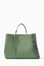 ⁦Emporio Armani Medium logo embossed faux leather handbag-GREEN⁩ - الصورة ⁦4⁩
