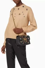 Pinko Mini Love Brooches Quilted Bag in Leather - Image 2