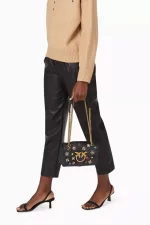 Pinko Mini Love Brooches Quilted Bag in Leather - Image 3