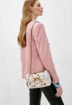 Pinko Mini Love Brooches Quilted Bag in Leather-WHT - Image 5