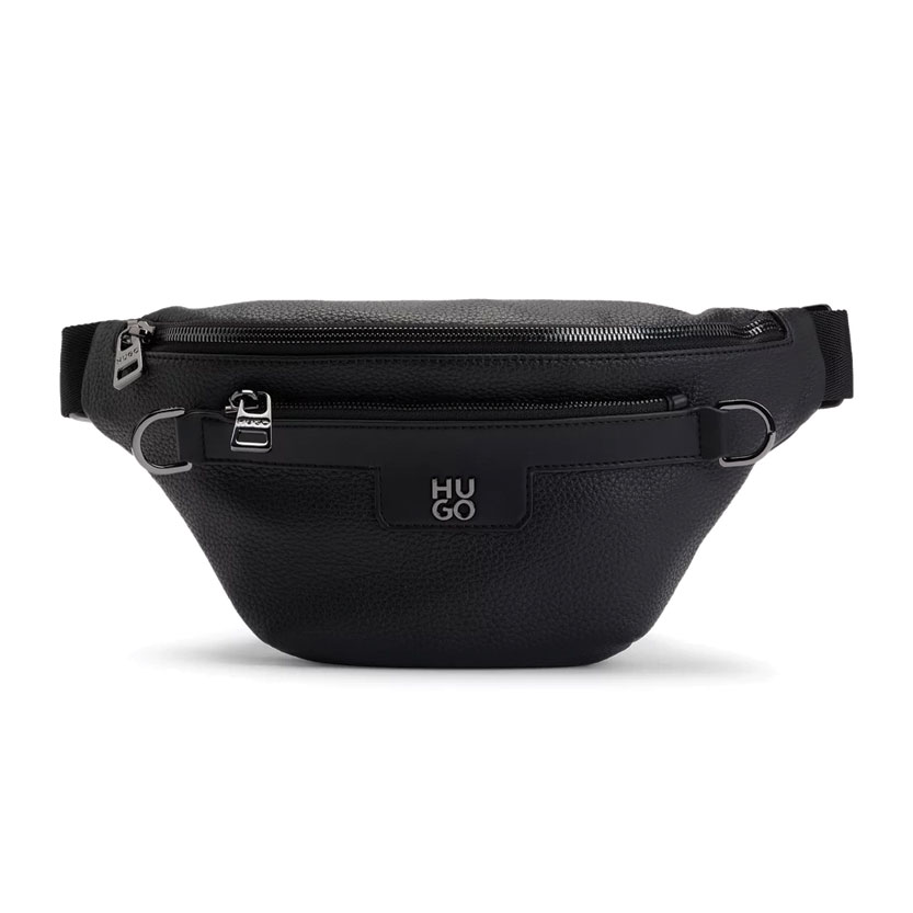 HUGO HUGO Belt bag in faux leather with metallic stacked logo - Image 1